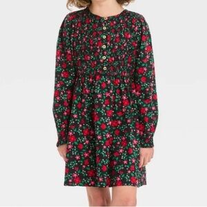 Cat & Jack Girls’ Long Sleeve Woven Dress - Black M